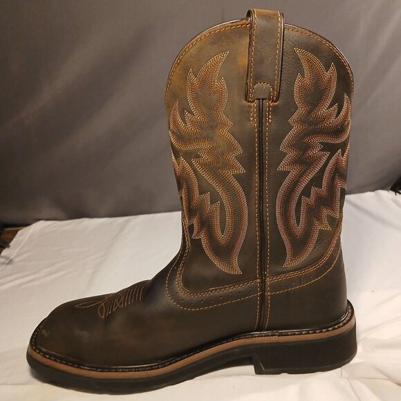 Wolverine Mens Rancher Work Boots 7.5M Brown Leather Mid Calf Steel Toe Western - Picture 15 of 16